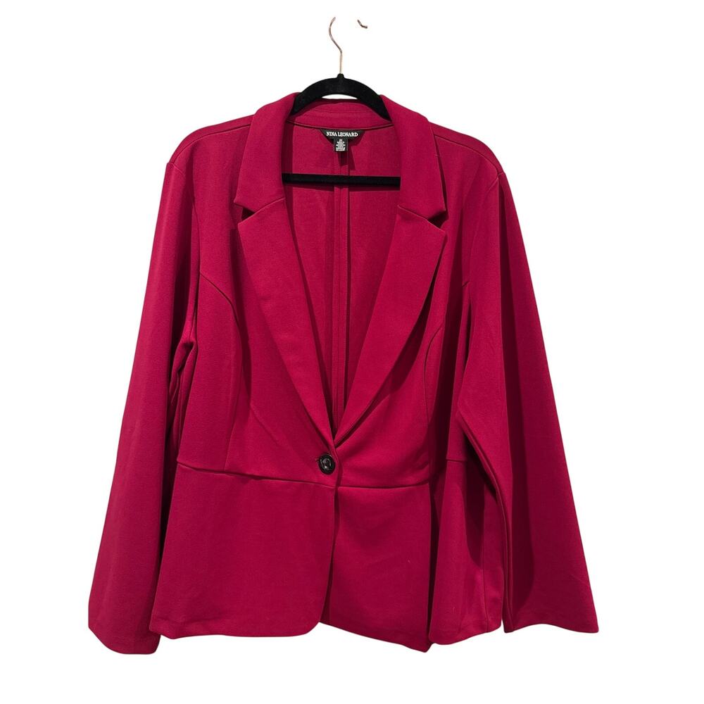 Nina Leonard Peplum One Button Jacket, 2X